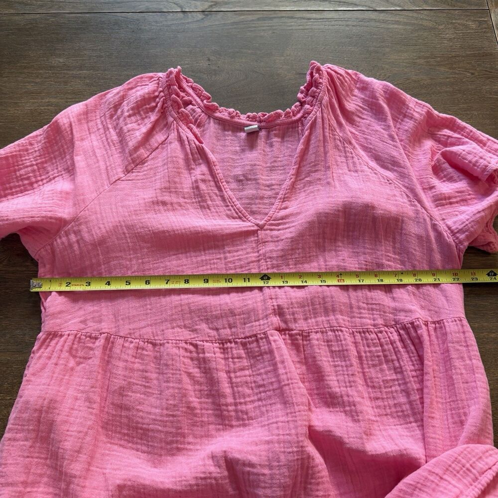 Old Navy Crinkle Gauze Swing Dress Womens XL Pink Split Neck Mini - Picture 7 of 10